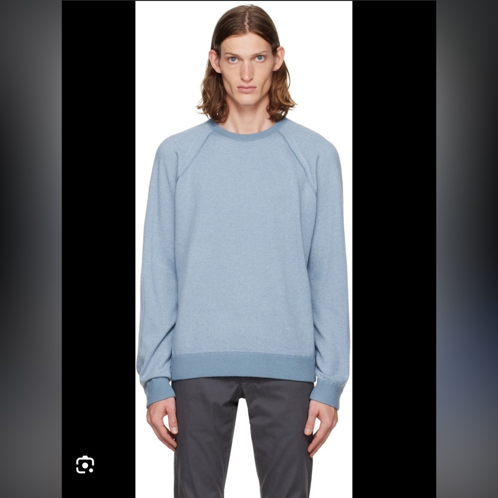 Vince Light Blue Wool/Cashmere Blend Birdseye Sweater